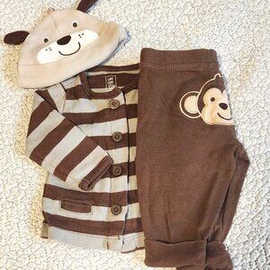Carter's  3 piece little monkey Newborn size